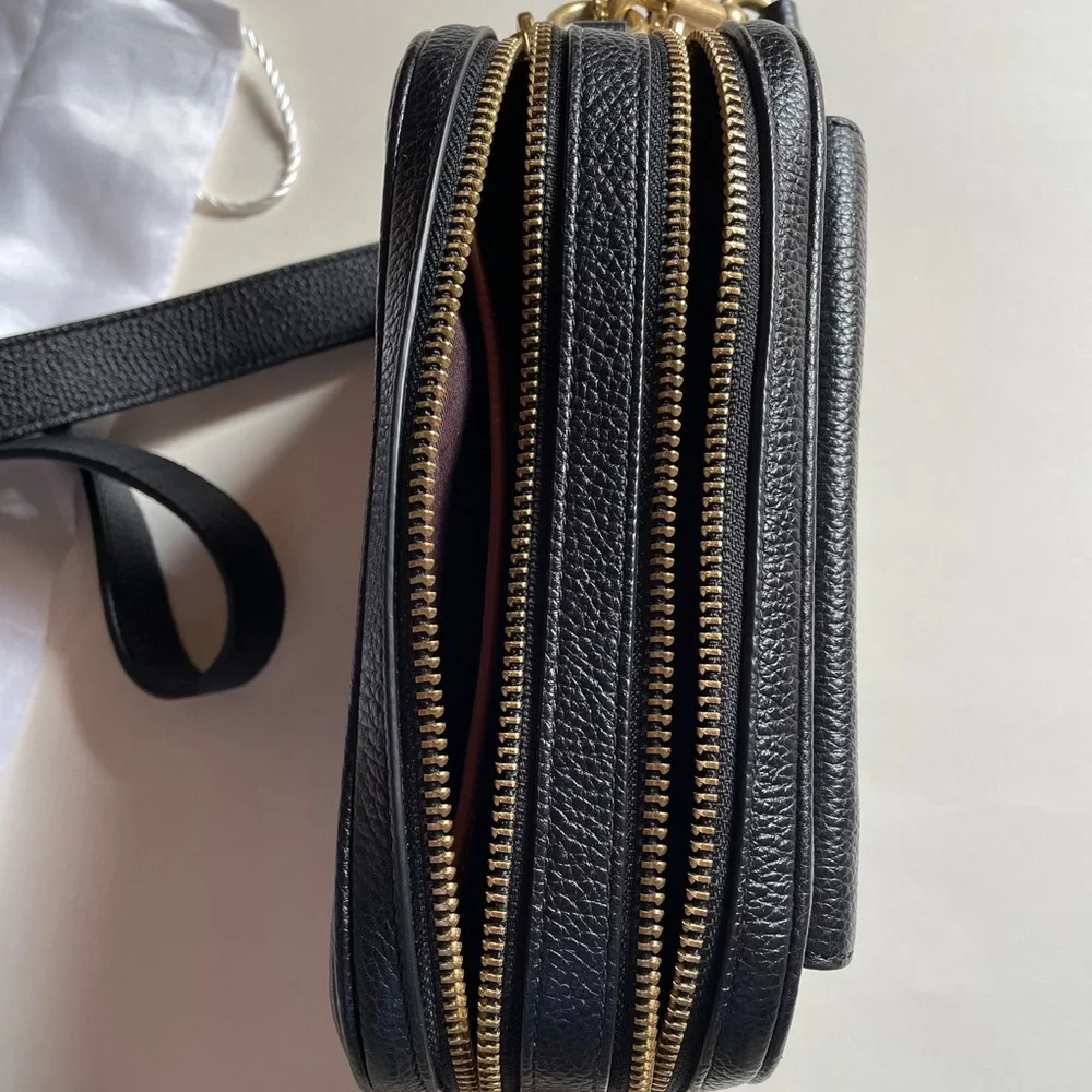 Coach Black Leather Crossbody Camera Bag with Gold Hardware - Picture 3 of 15